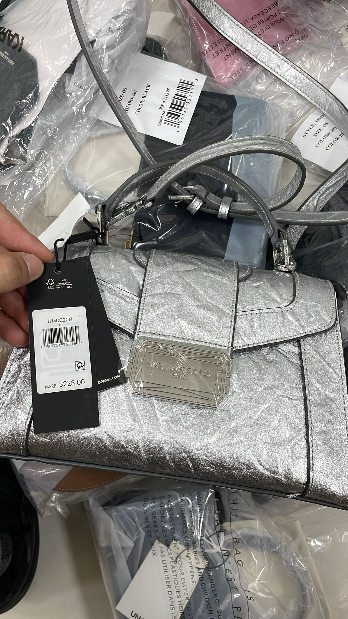 Karl Lagerfeld Satchel Crossbody - Silver