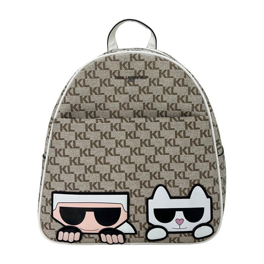 Karl Lagerfeld Maybelle Backpack- Taupe/White