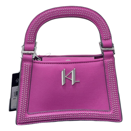 Karl Lagerfeld Paris Forine Embellished Logo Leather Shoulder Bag-Cactus Flower