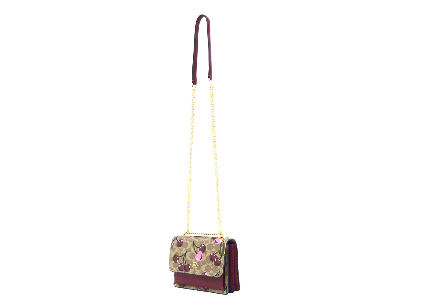 Coach Mini Klare Crossbody Bag In Signature Canvas With Cherry Print - Tan Multi