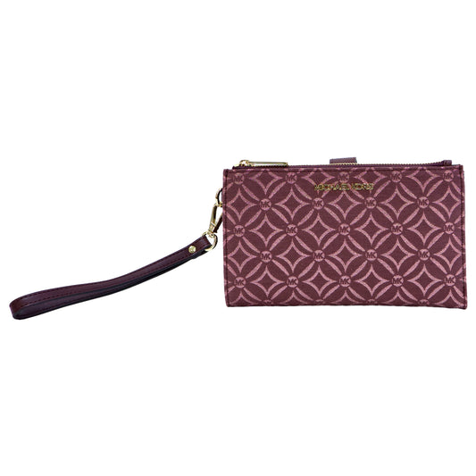 Michael Kors Jet Set Travel Large Double Zip Wristlet Wallet - Oxblood Multi