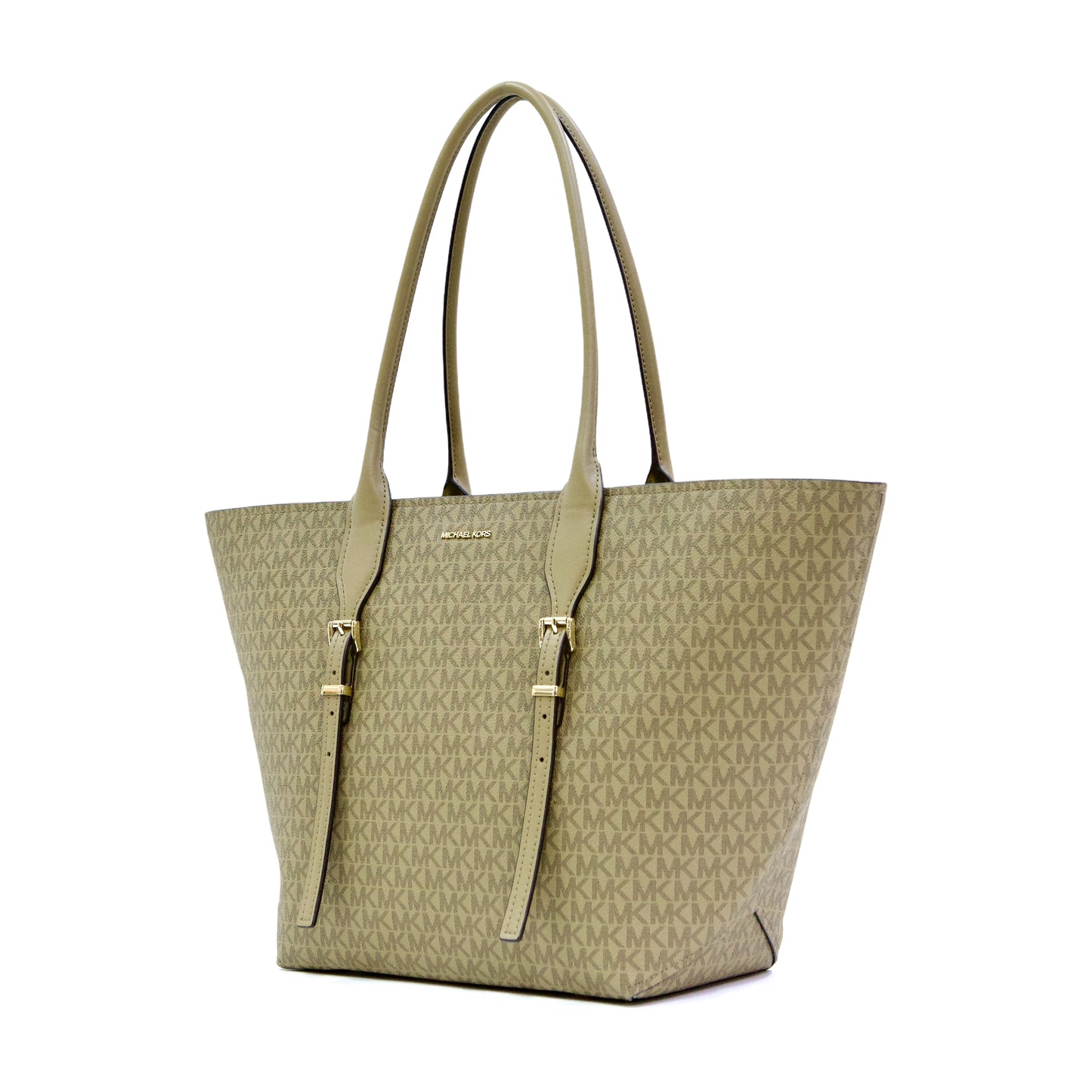 Michael Kors Moore Large Buckle Tote In Signature- Husk