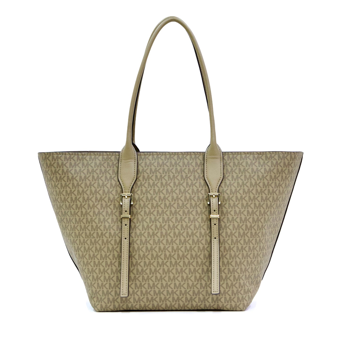 Michael Kors Moore Large Buckle Tote In Signature- Husk