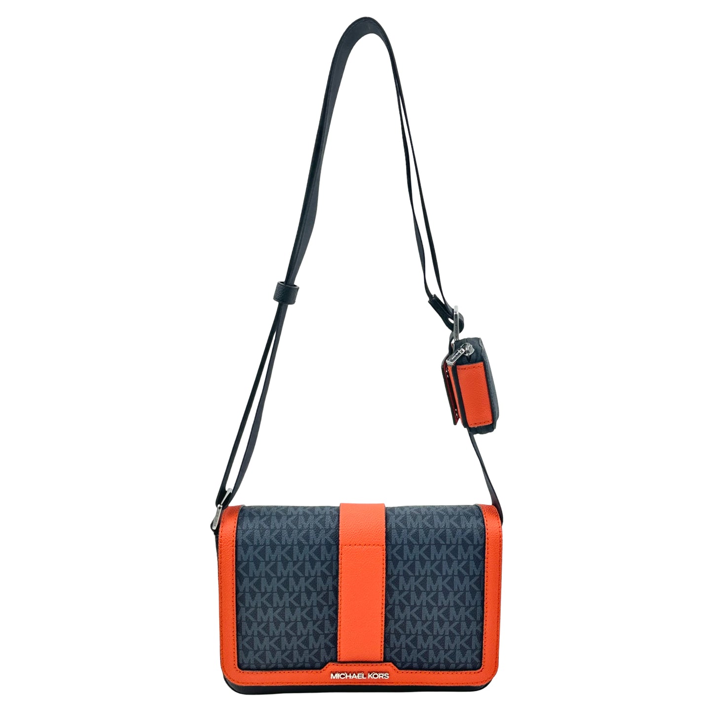 Michael Kors Cooper Signature Logo Color Block Crossbody Bag with Coin Purse - Red Clay