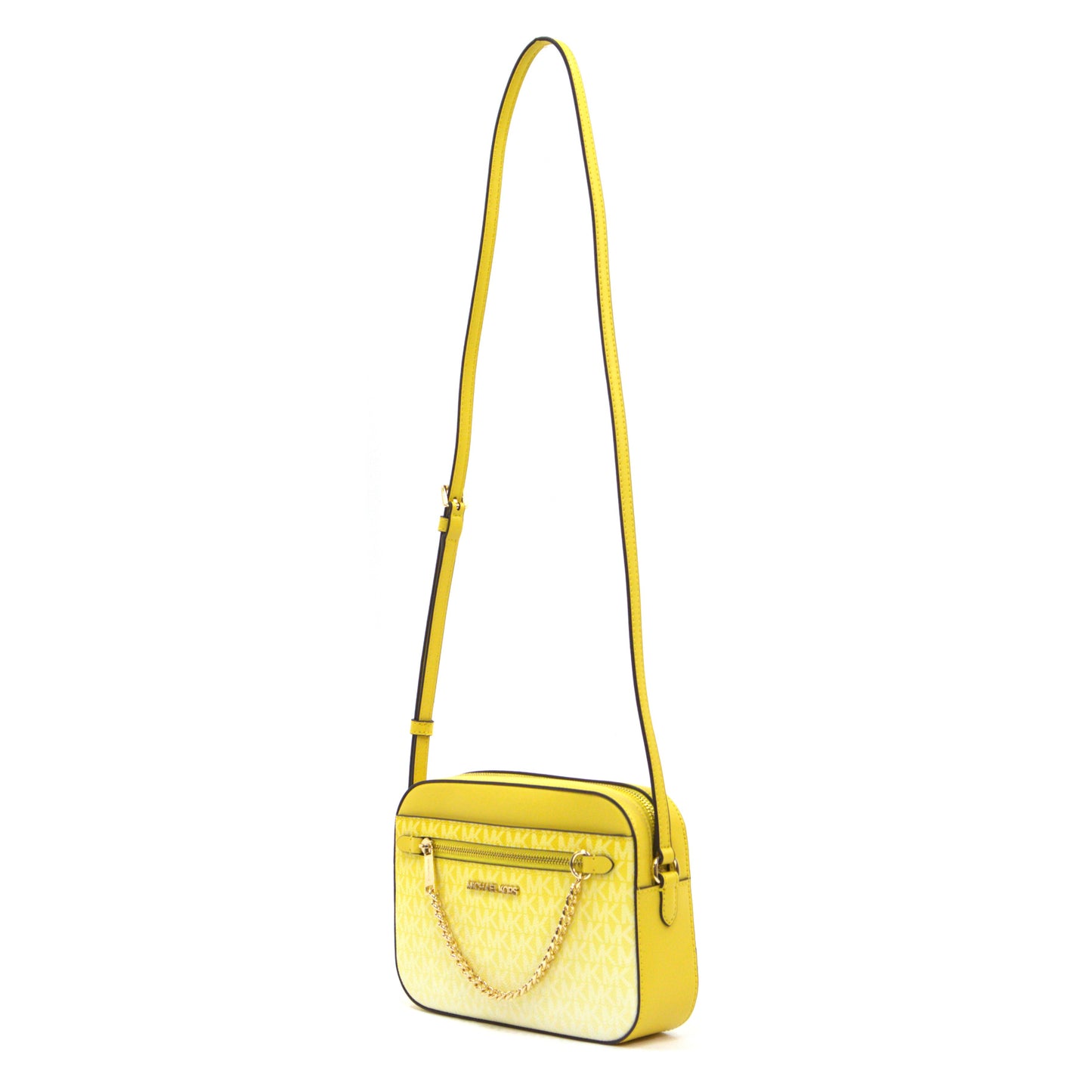 Michael Kors Jet Set Women Large Logo Zip Chain Crossbody Bag - Daisy Yellow