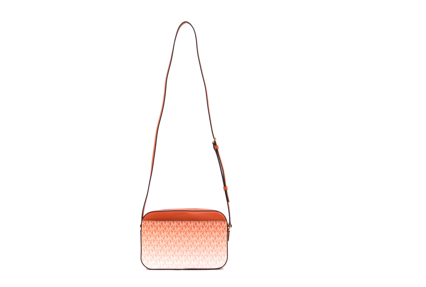 Michael Kors Jet Set Large Ombre Logo Zip Chain Crossbody Bag - Red Clay