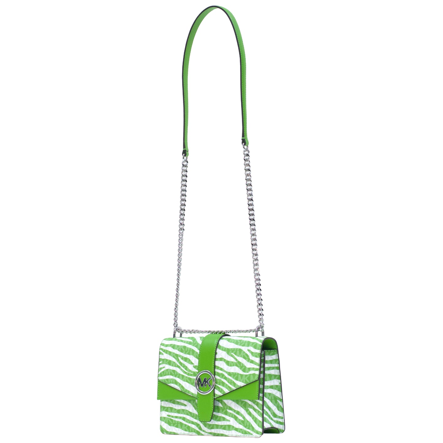 Michael Kors Greenwich Small Animal Print Logo Flap Crossbody Bag - Jungle Green