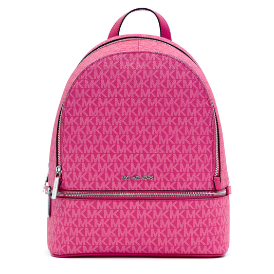 Michael Kors Rhea Medium Signature Logo Backpack- Dragonfruit Pink