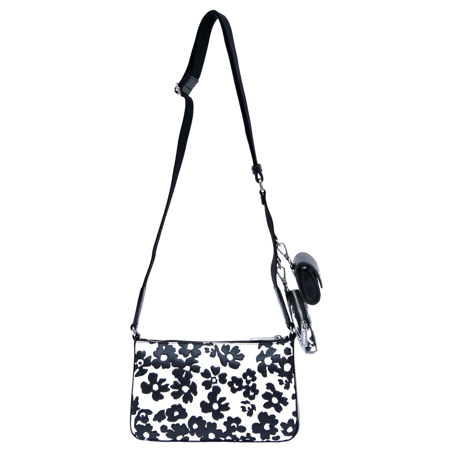 Jet Set Small Sequined Floral Print Crossbody Bag- Black