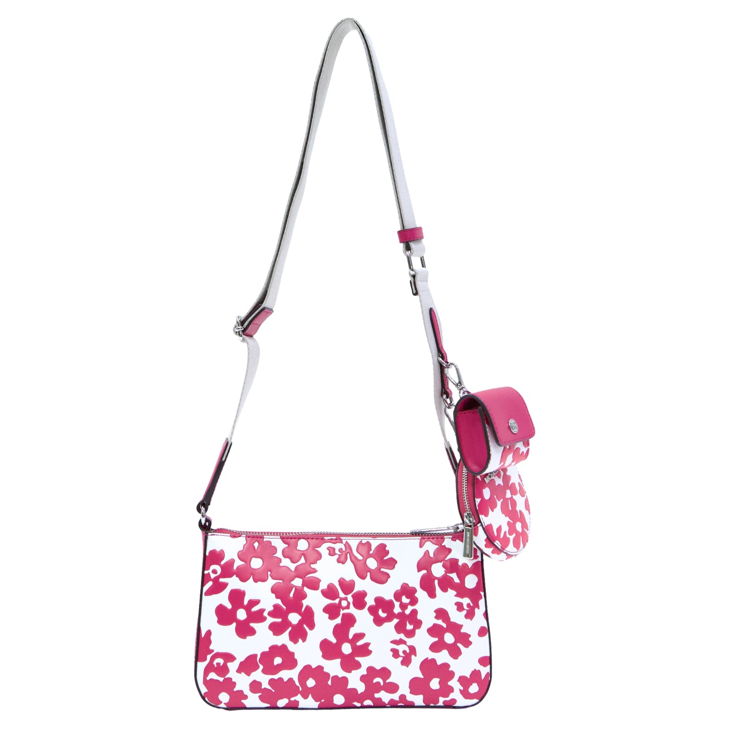 Jet Set Small Sequined Floral Print Crossbody Bag- Dragonfruit