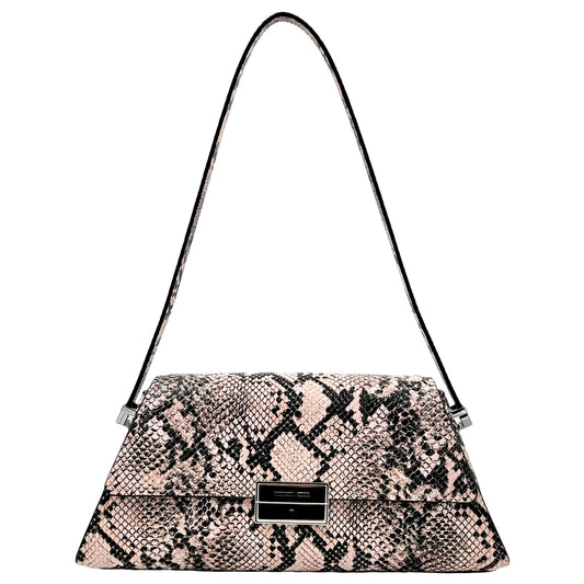 Michael Kors Ludlow Medium Snake Embossed Leather Shoulder Bag - Smokey Rose