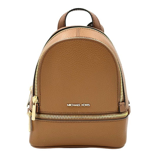 Michael Kors Rhea Extra-small Women Pebbled Leather Zip Pocket Backpack- Luggage