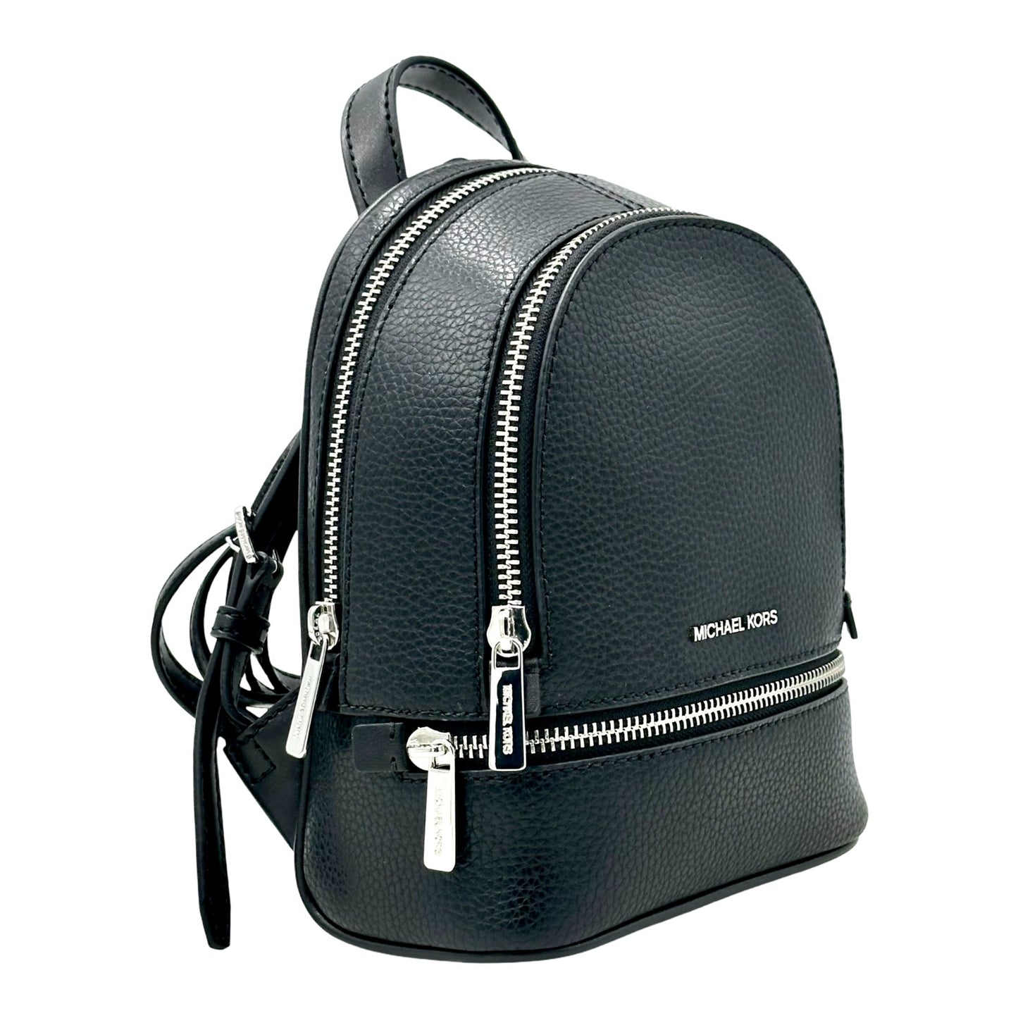 Michael Kors Rhea Extra-Small Pebbled Leather Backpack- Black