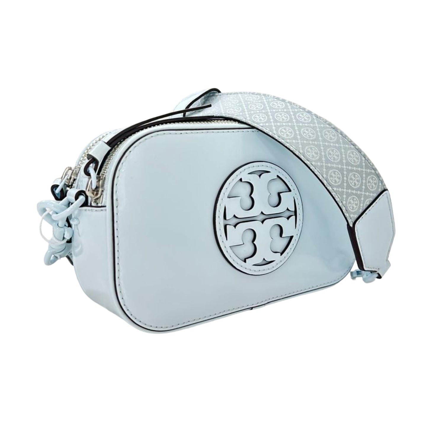 Tory Burch Mini Miller Monchromatic Patent Leather Crossbody Bag - Ice Blue