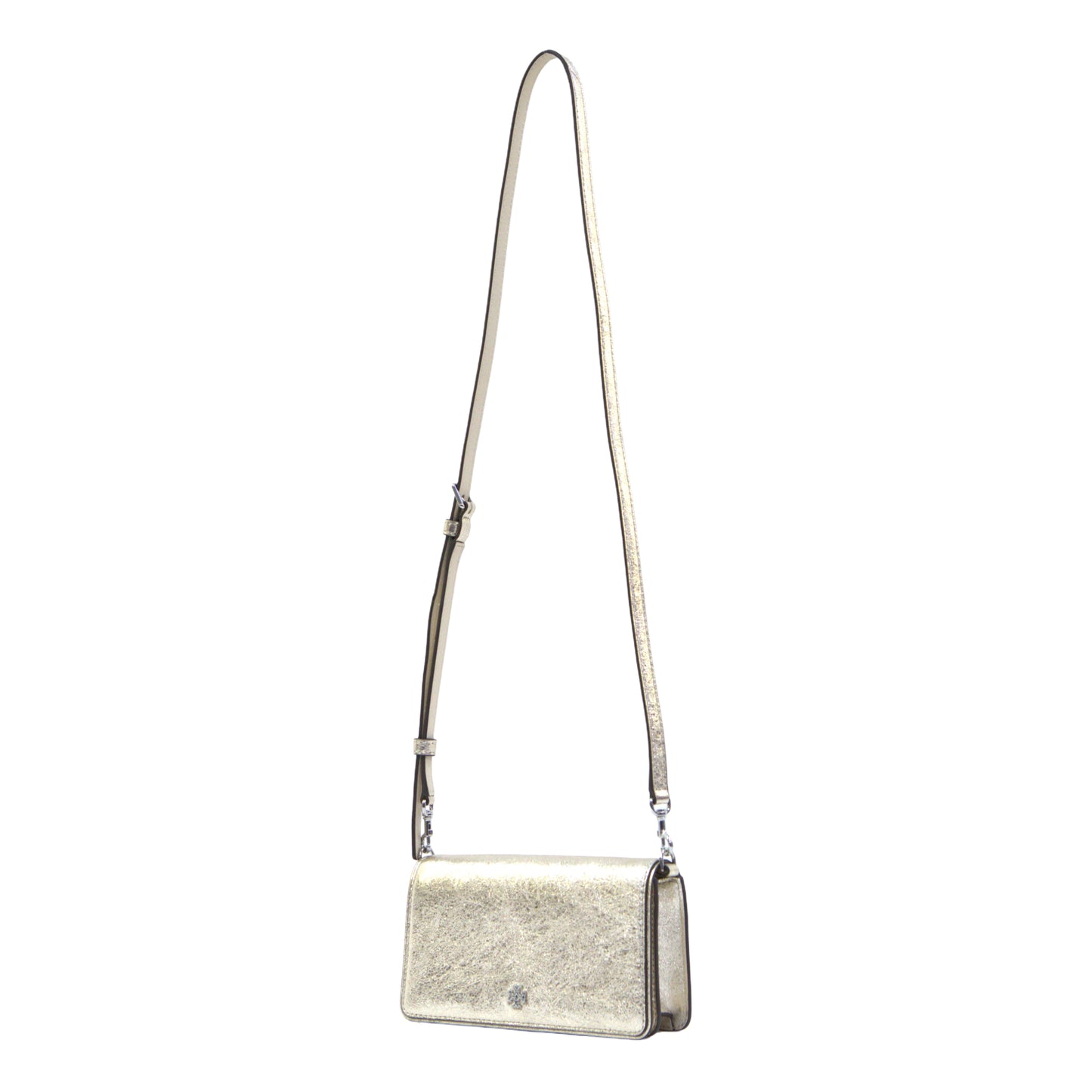 Tory Burch Emerson Metallic Leather Mini Crossbody - White Gold