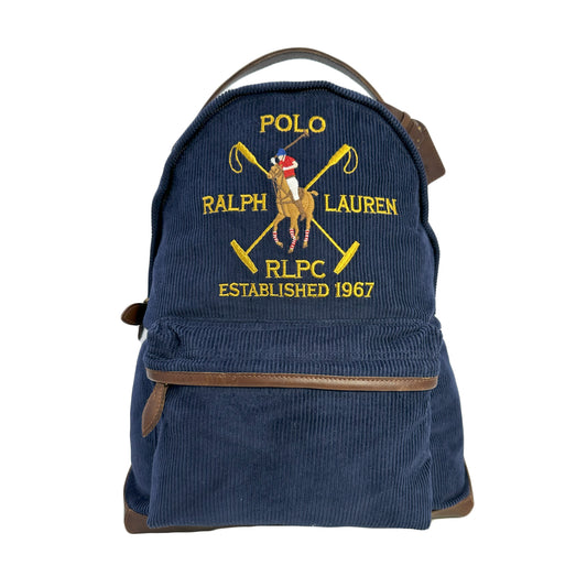 Polo Ralph Lauren Crest Leather-Trim Corduroy Backpack - Newport Navy - 0888188472143