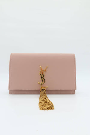 Saint Laurent Kate Tassel Wallet on Chain Pale Pink Leather Crossbody Clutch Bag - www.unoo.com