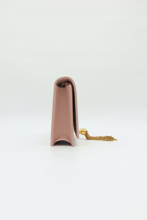 Saint Laurent Kate Tassel Wallet on Chain Pale Pink Leather Crossbody Clutch Bag - www.unoo.com