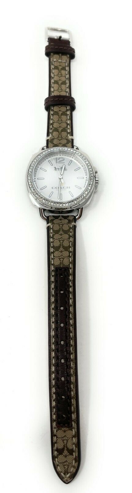 Coach Women's Tatum Khaki Fabric and Mahogany Leather Strap Watch 34mm 14502768
