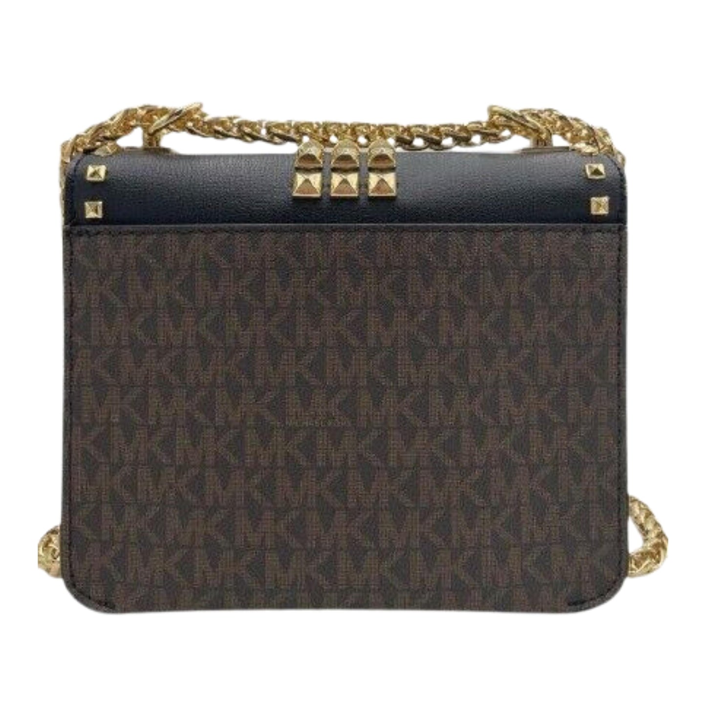 Michael Kors Sonia Brown Black Signature Small Square Crossbody Bag