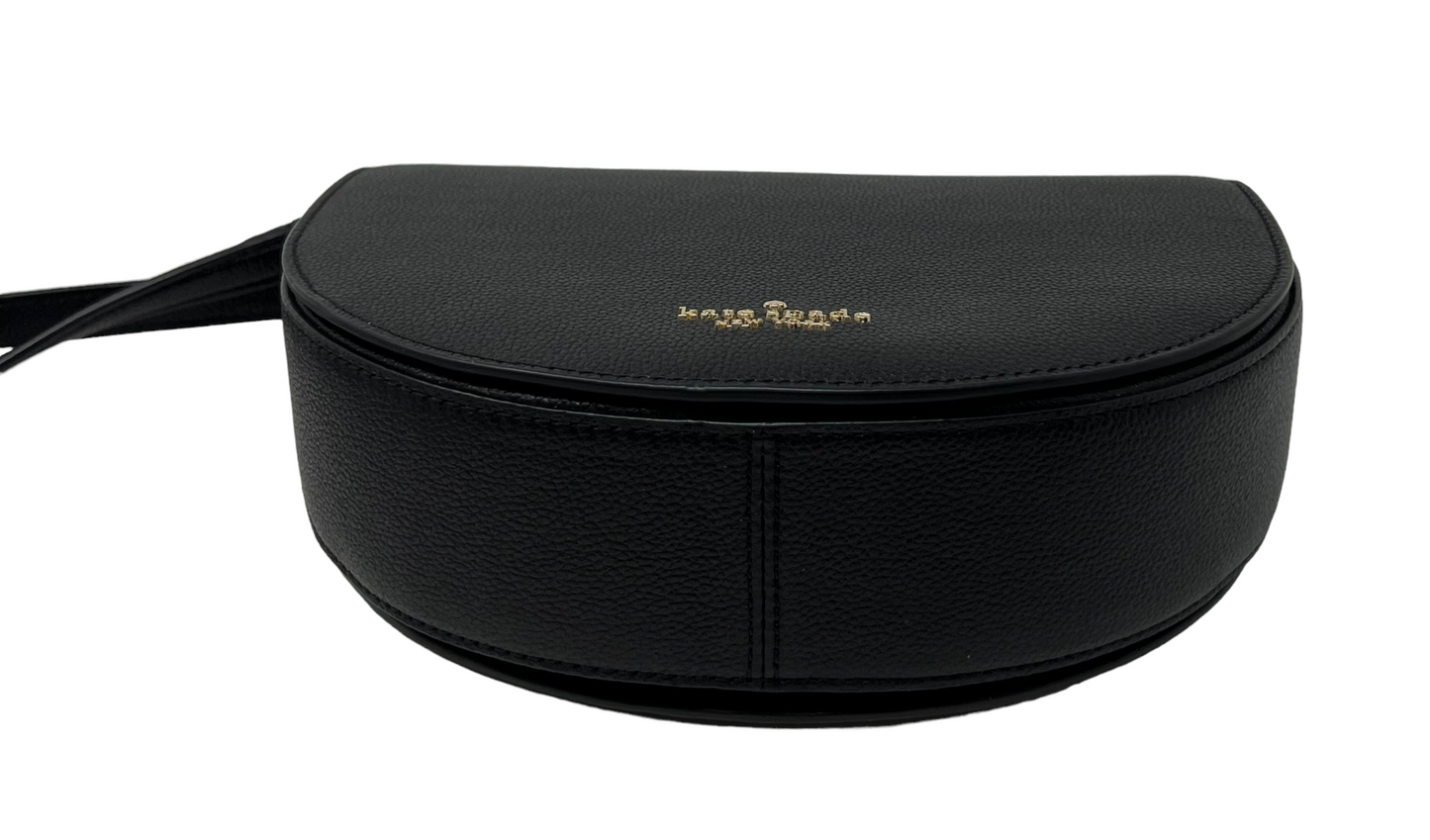 Kate Spade Flap Crossbody Crescent Black Pebble Leather Bag K8146 $329