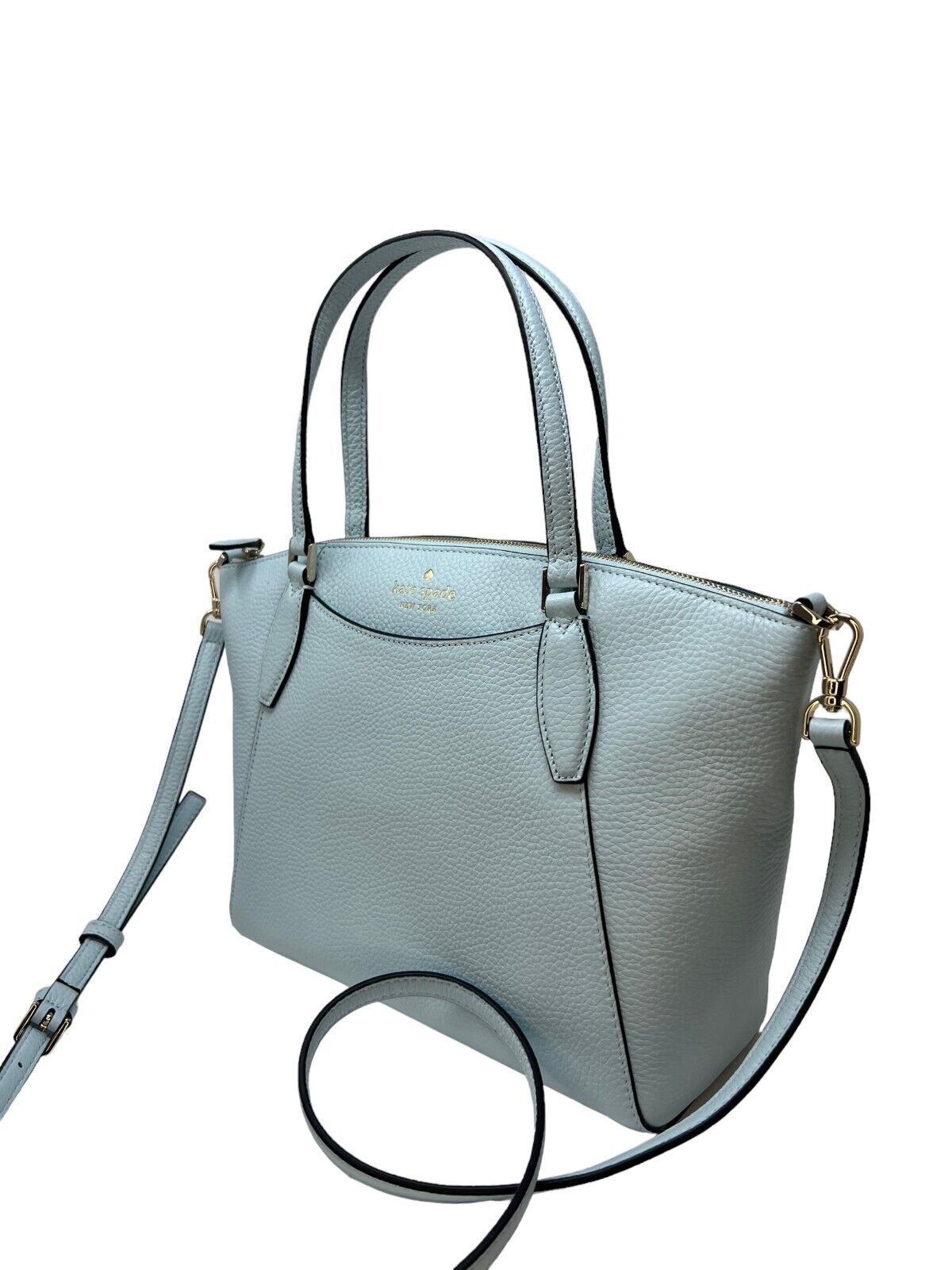 Kate Spade Monica Satchel Frosty Sky Pebbled Leather Crossbody Bag WKR00240 $359