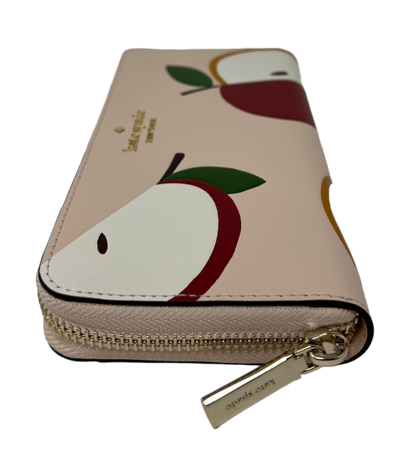 Kate Spade Honeycrisp Large Continental Zip Around Wallet Pink Multi Apple K8285