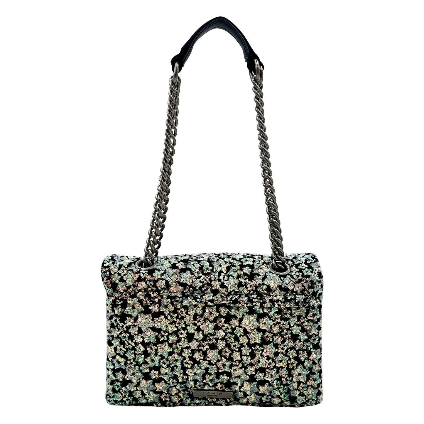 Kurt Geiger Sequins Kensington Shoulder Bag - Charcoal Multi
