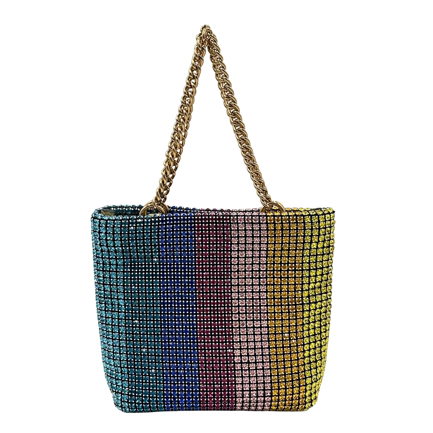 Kurt Geiger London Small Block Party Rainbow Rhinestone Mini Tote Bag - Multicolor