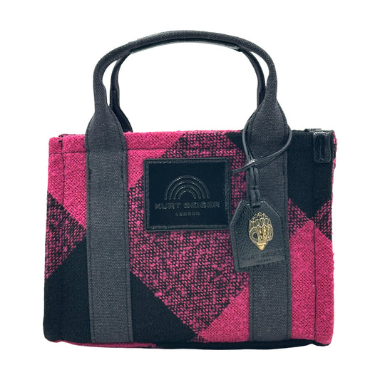 Kurt Geiger London Tweed Extra Small Southbank Tote - Black/Pink