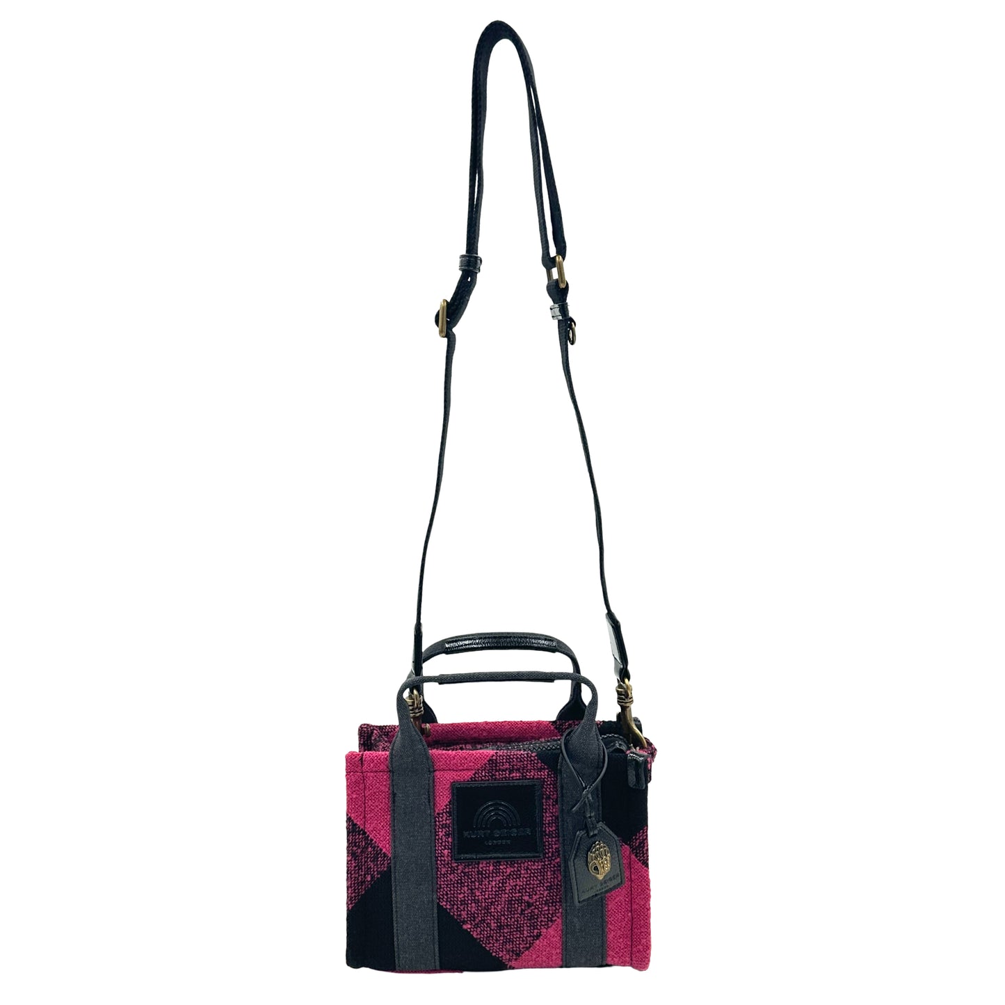 Kurt Geiger London Tweed Extra Small Southbank Tote - Black/Pink