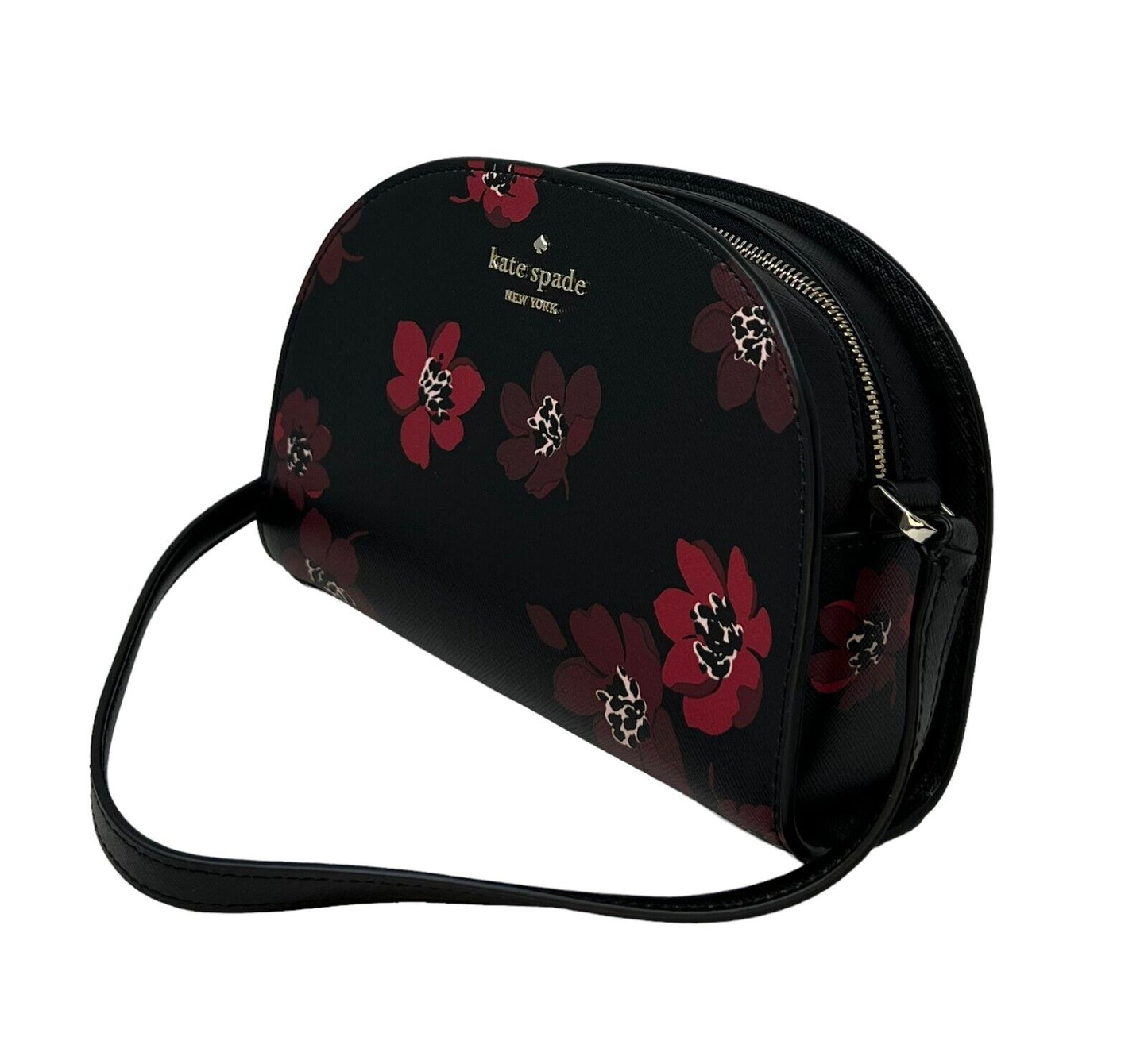 Kate Spade Perry Dancing Blooms Leather Black Dome Crossbody Bag K9606 $279