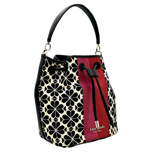 Kate Spade Spade Flower Jacquard Med Bucket Bag - Cream Multi
