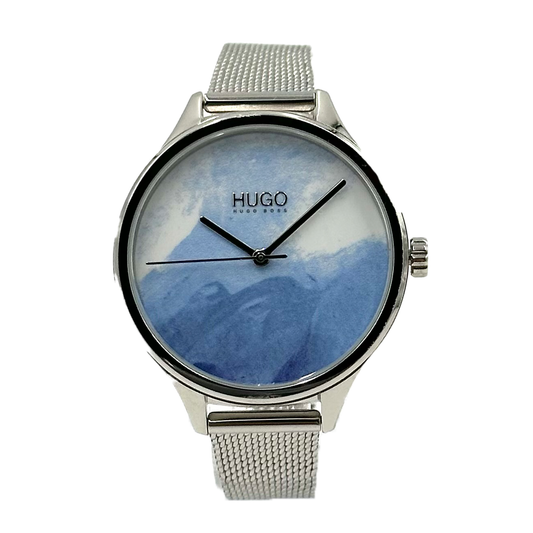 hugo boss ladies watch polished silver milanese bracelet ocean wave dial - 1540061 - 885997367752