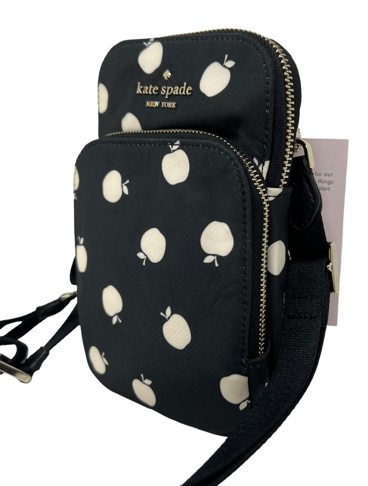 Kate Spade Chelasea The little Belt Nylon Phone Crossbody Bag Black Multi K8092