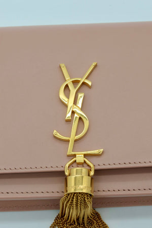 Saint Laurent Kate Tassel Wallet on Chain Pale Pink Leather Crossbody Clutch Bag - www.unoo.com