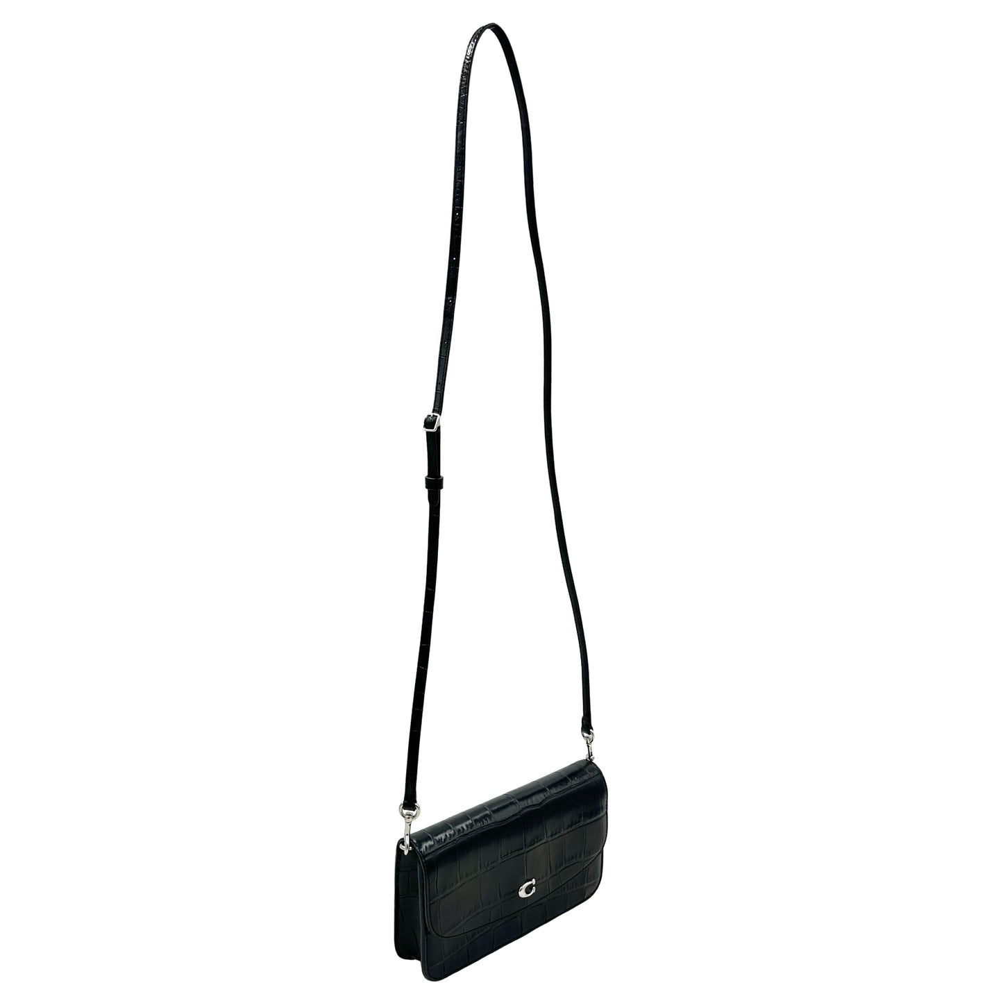 Coach Hayden Crocodile Embossed Leather Crossbody- Black