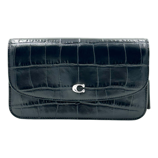 Coach Hayden Crocodile Embossed Leather Crossbody- Black