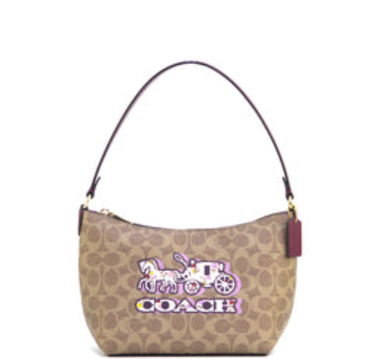 Coach Zip Top Shoulder Bag In Signature Canvas With Horse And Carriage Print