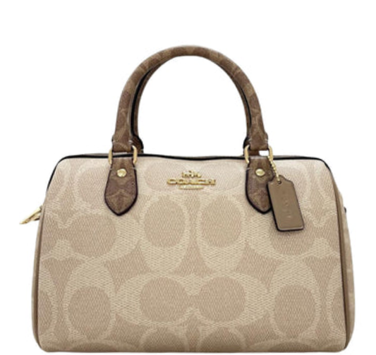 Coach Rowan Satchel Bag In Blocked Signature Canvas - Sand/Tan