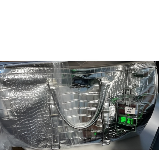 Michael Kors Bedford Travel Extra-Large Metallic Crocodile Embossed Leather Weekender Bag- Silver