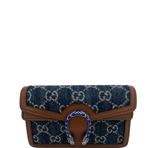 Gucci Dionysus Crossbody Bag Women’s Navy Denim GG Supreme Chain Shoulder Bag