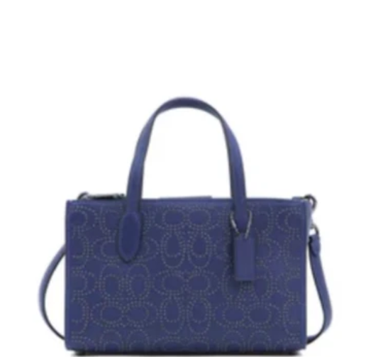 Coach Nina Small Tote Bag With Signature Rivets - Navy