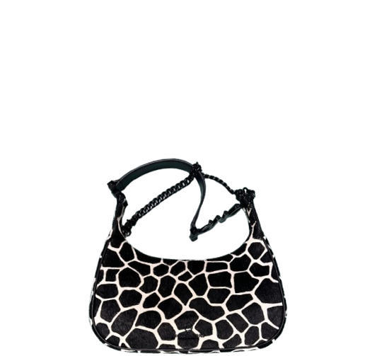 Giraffe Print Shoulder Bag – Stylish Black and White Design – Chain Strap