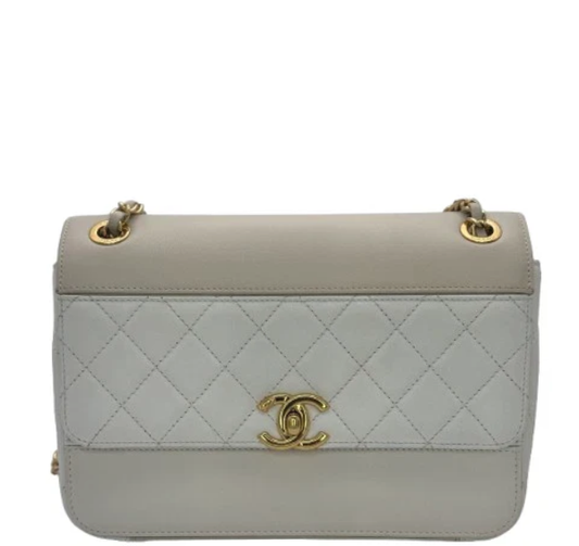 Chanel Timeless Classique Quilted Leather Crossbody Bag Beige Gold Hardware