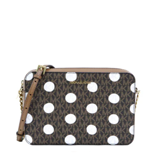 Michael Kors Jet Set Item East West Crossbody Bag Polka Dots- Brown