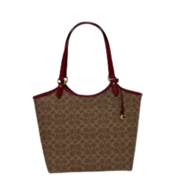 Coach Day Tote Bag In Signature Canvas-Tan/Rust