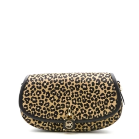 Michael Kors Mila Small Leopard Print Calf Hair Shoulder Bag- Brown/ Multi