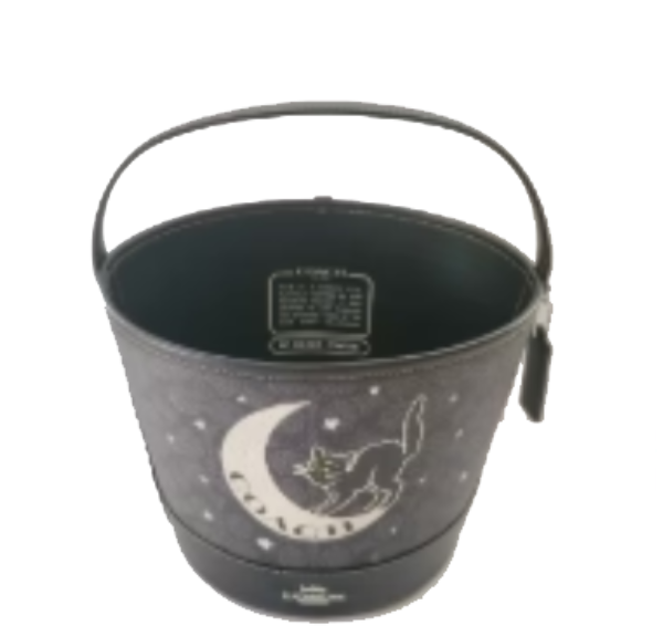 Coach Halloween Cat Graphic Trick Treat Bucket Bag - Charcoal Black