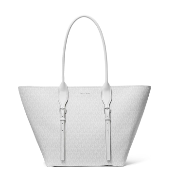 Michael Kors Moore Large Buckle Tote-Optic White